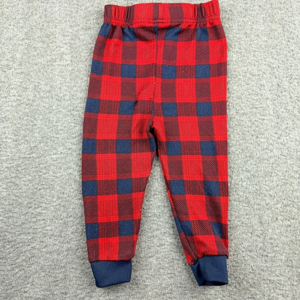 Dearfoams Toddler Boys Girls Red Navy Buffalo Plaid Pajama Pants Sz 2T DF44950SD
